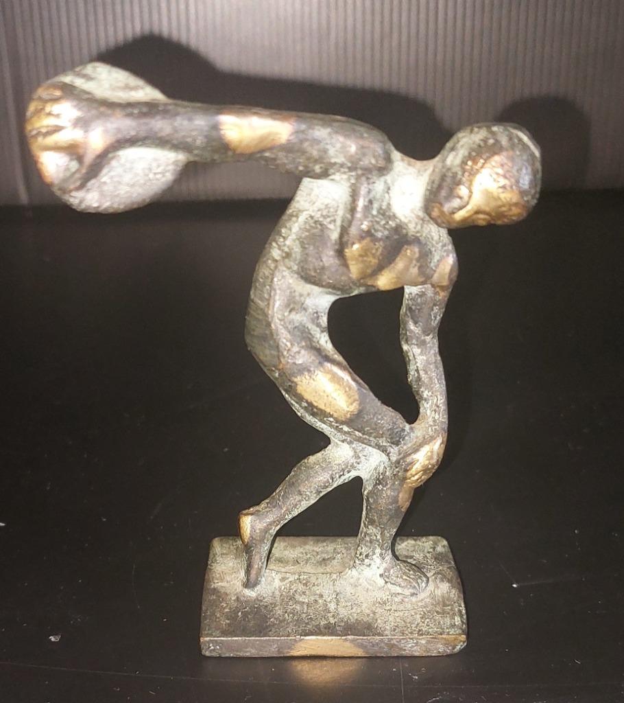 Klein bronzen beeldje " Discuswerper ", Ophalen of Verzenden, Brons