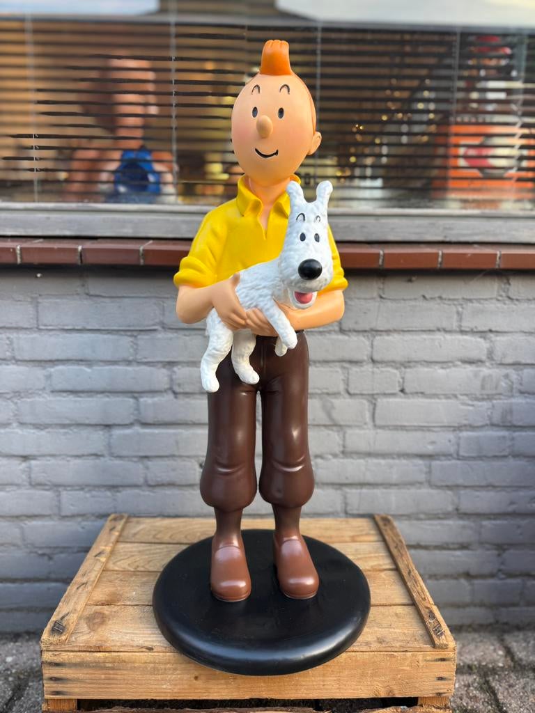 Kuifje met Bobbie beeld, Verzamelen, Ophalen, Kuifje, Zo goed als nieuw, Beeldje of Figuurtje