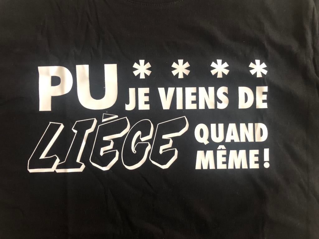 T-shirt Bouli Lanners Pu*** Je viens de Liège quand même, Nieuw, Maat 48/50 (M), Zwart