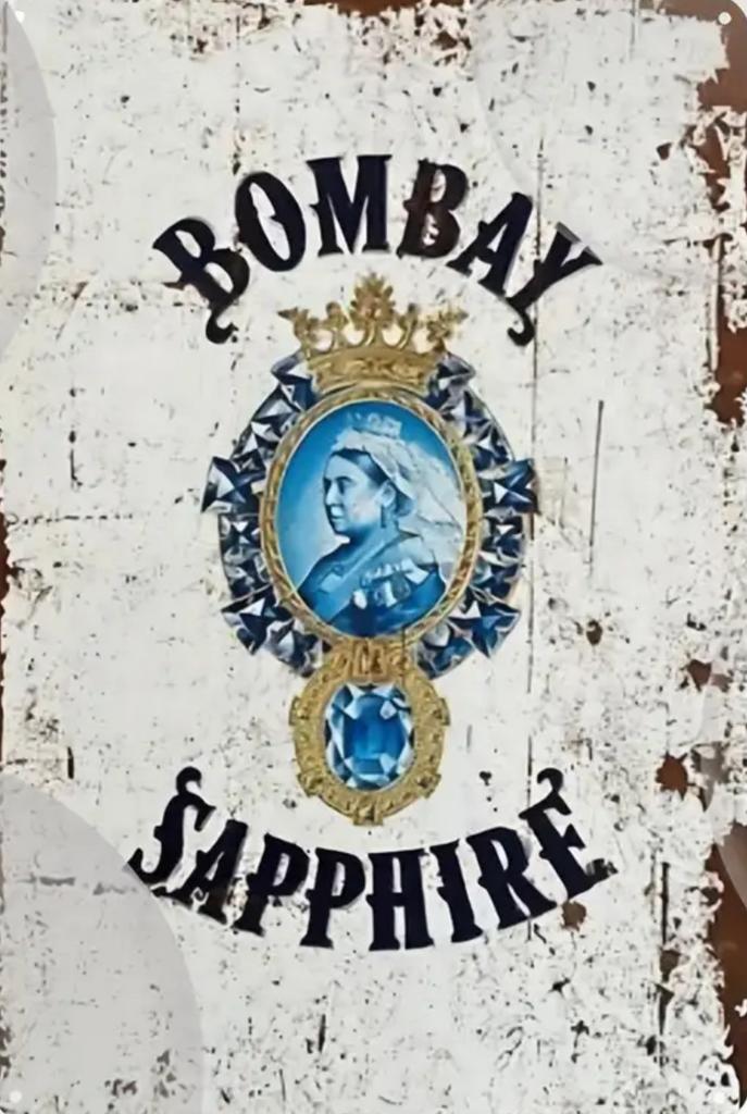 Panneau en métal Bombay Sapphire - Mancave vintage rétro, Collections, Enlèvement ou Envoi, Comme neuf, Panneau publicitaire