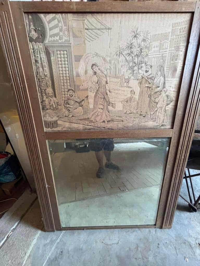 Spiegel met gobelin-werk, oosters tafereel van rond 1910, Ophalen, Rond