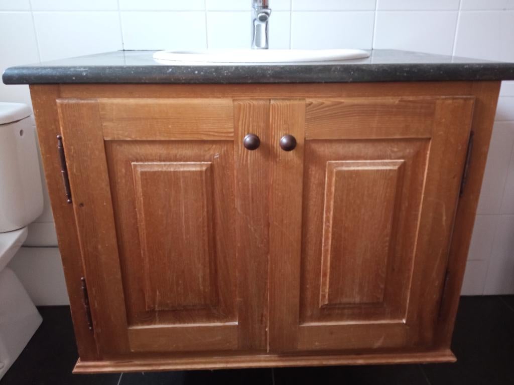 Badkamermeubel + spiegel, Huis en Inrichting, Badkamer | Badkamermeubels, Ophalen, Gebruikt, Overige typen, 50 tot 100 cm