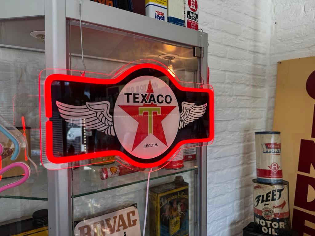 TEXACO reclame NeoN verlichting, Ophalen, Zo goed als nieuw, Lichtbak of (neon) lamp
