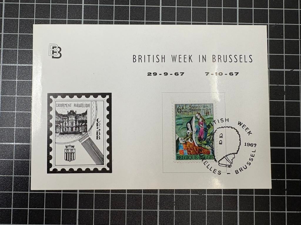 Souvenirblad „British Week in Brussels” (1967), Ophalen, Met stempel, Gestempeld, 1e dag stempel
