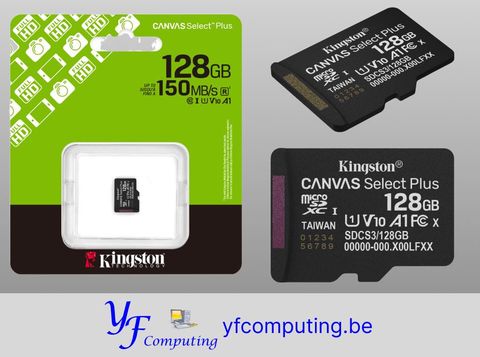Kingston Canvas Select Plus microSD 128GB, Audio, Tv en Foto, Foto | Geheugenkaarten, Kingston, Nieuw, Ophalen of Verzenden, Overige