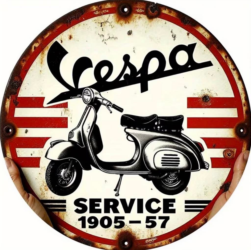 Metalen reclamebord Vespa service 1905 retro vintage mancave, Ophalen of Verzenden, Nieuw, Reclamebord