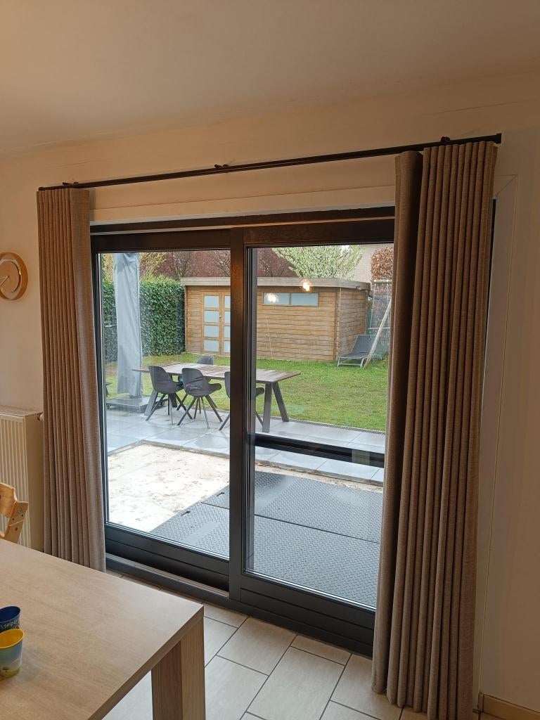 2 sets gordijnen + rails, Ophalen, Gebruikt, 200 cm of meer, 200 cm of meer