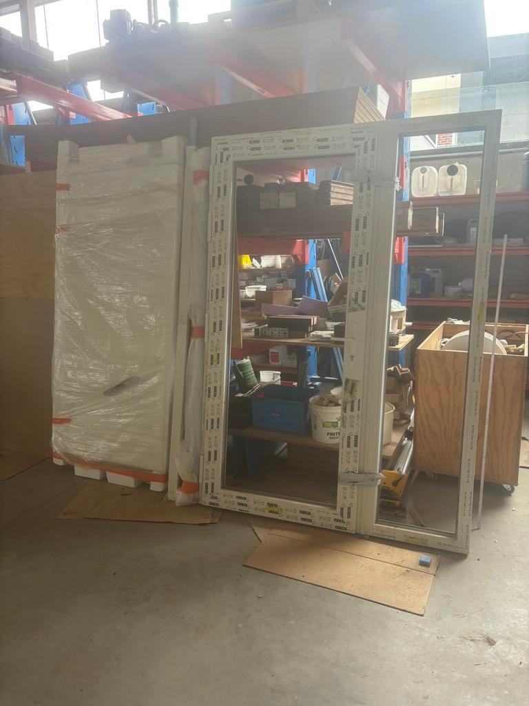 Pvc voordeur met zijlicht en glas, Doe-het-zelf en Bouw, Ophalen, Zo goed als nieuw, Glas