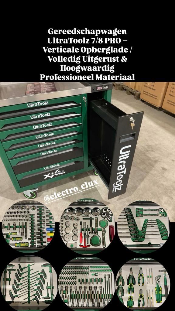 Gereedschapwagen 7/8 PRO – Verticale Opberglade, Ophalen, Nieuw