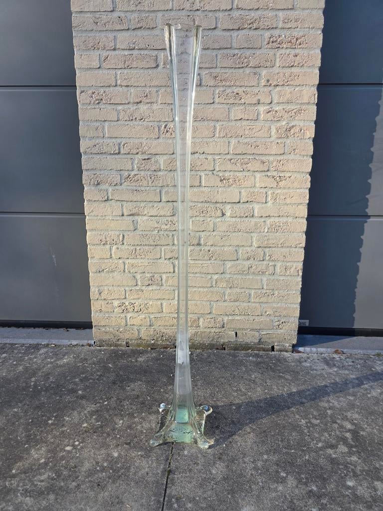 Grand vase de sol en verre 111 cm — Vase colonne design — Dé, 75 cm ou plus, Autres couleurs, Verre, Enlèvement