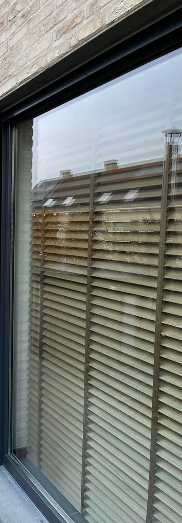 Houten jaloezieën 50mm met ladderband, Ophalen, Zo goed als nieuw, Bruin