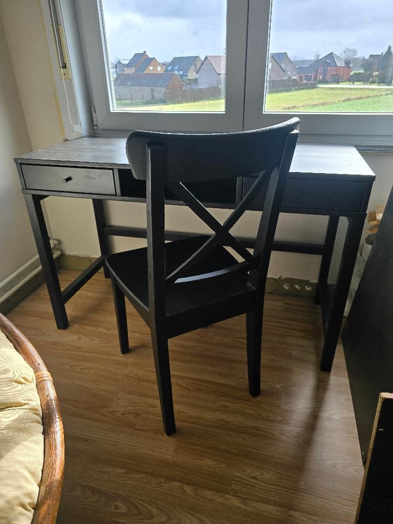 compacte werkplaats/bureau ikea linnarp + stoel ingolf-zwart, Huis en Inrichting, Bureaus, Zo goed als nieuw, Computerbureau, IKEA