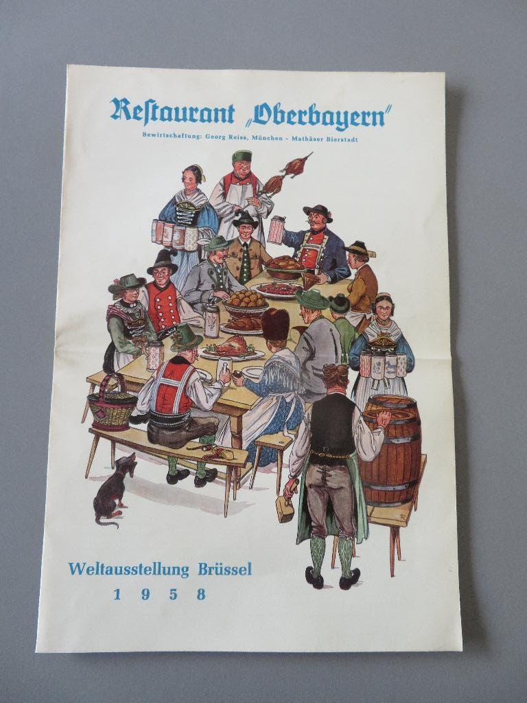 menukaart restaurant Oberbayern EXPO 58 Brussel 1958, Ophalen of Verzenden, Overige typen