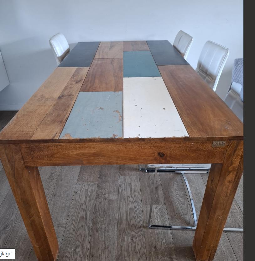 TABLE DE SALLE À MANGER DESIGN KARE, Maison & Meubles, Teck, 150 à 200 cm, Cinq personnes ou plus, Design