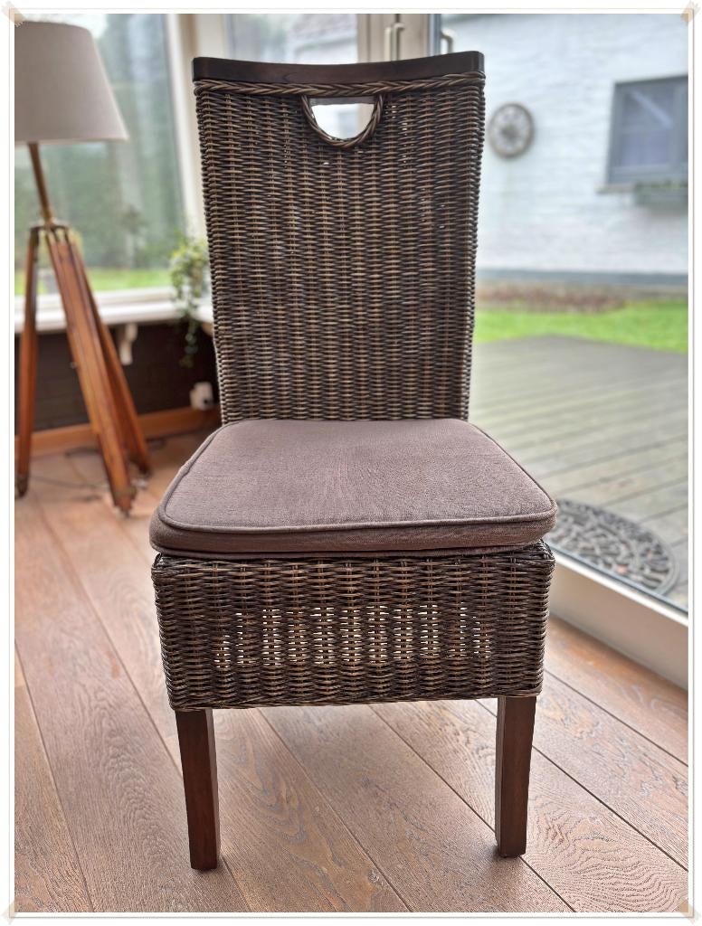 ROTIN DESIGN - ENSEMBLE DE 6 CHAISES «RACINE», Colonial, Brun, Enlèvement, Osier ou Rotin