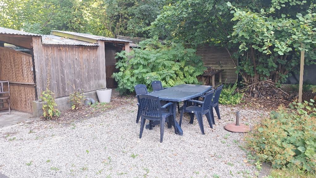 tuintafel met stoelen hartmann - gratis ligstoel, Tuin en Terras, Ophalen, Gebruikt, 6 zitplaatsen, Tuinset