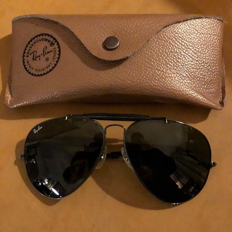 Vintage Ray-Ban Black Outdoorsman Aviator 62mm zonnebril OB1, Enlèvement ou Envoi, Utilisé, Ray-Ban, Lunettes de soleil