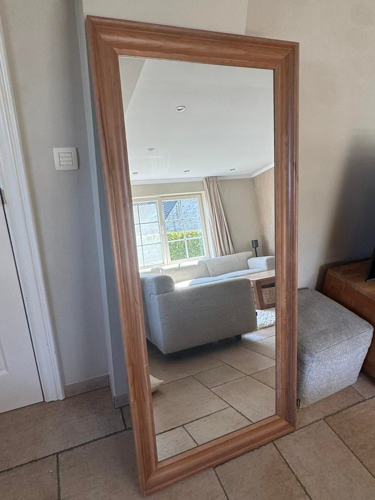 Spiegel teak, Huis en Inrichting, Woonaccessoires | Spiegels, Ophalen, Zo goed als nieuw