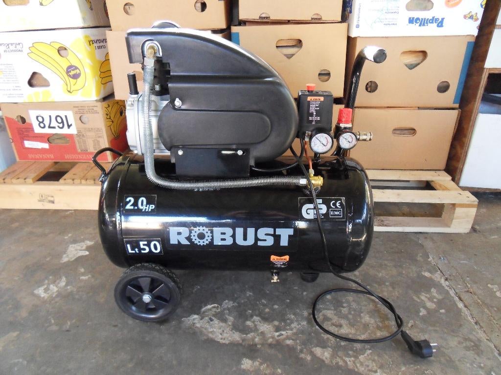 Compressor Robust 50L, Doe-het-zelf en Bouw, 25 tot 100 liter, Ophalen, Zo goed als nieuw, 6 tot 10 bar