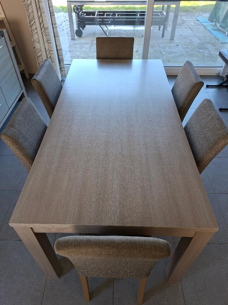 Volledige eetplaats grijze eik - landelijk-modern, Huis en Inrichting, Complete eetkamers, Gebruikt, 4 tot 6 stoelen, Ophalen