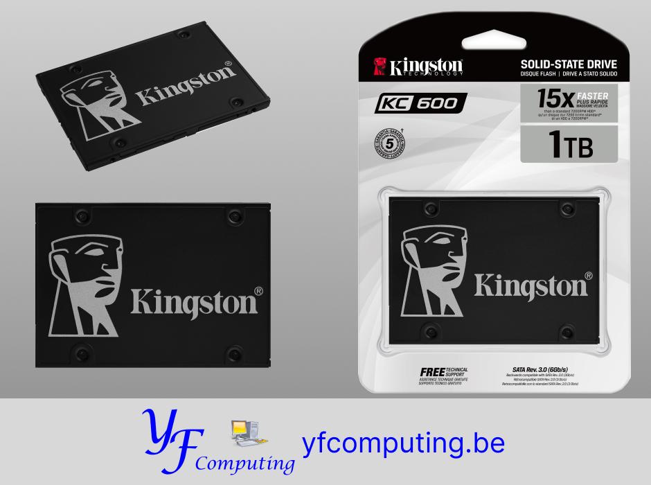 Kingston KC600 SSD 1 To SATA 2.5", Neuf, Interne, 1024 Go, Desktop
