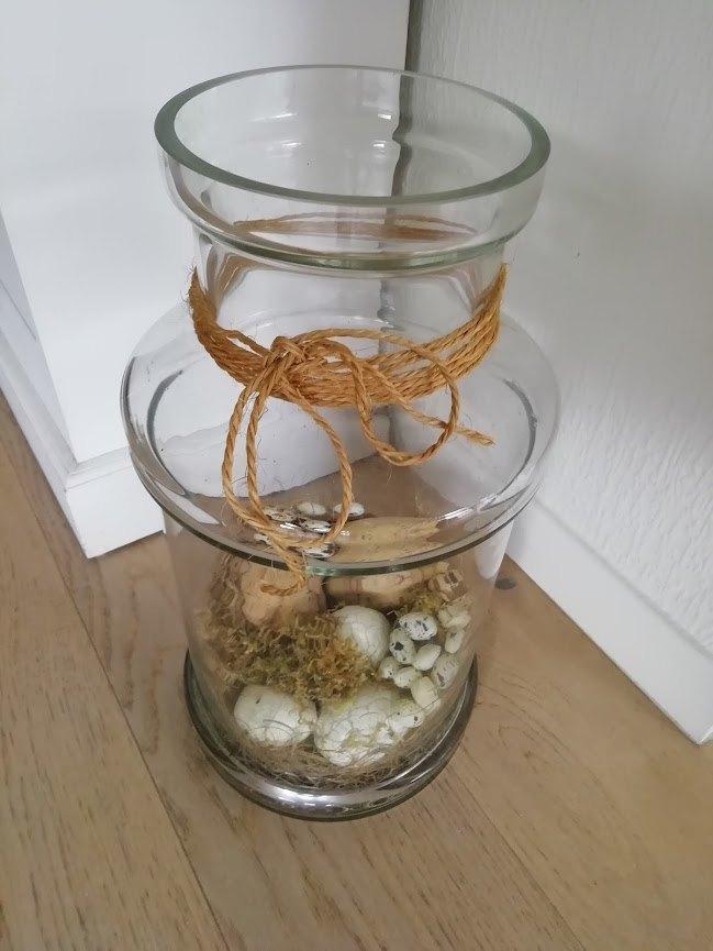 Een XXL glazen pot / vaas + decoratie, Huis en Inrichting, Woonaccessoires | Vazen, Glas, Ophalen