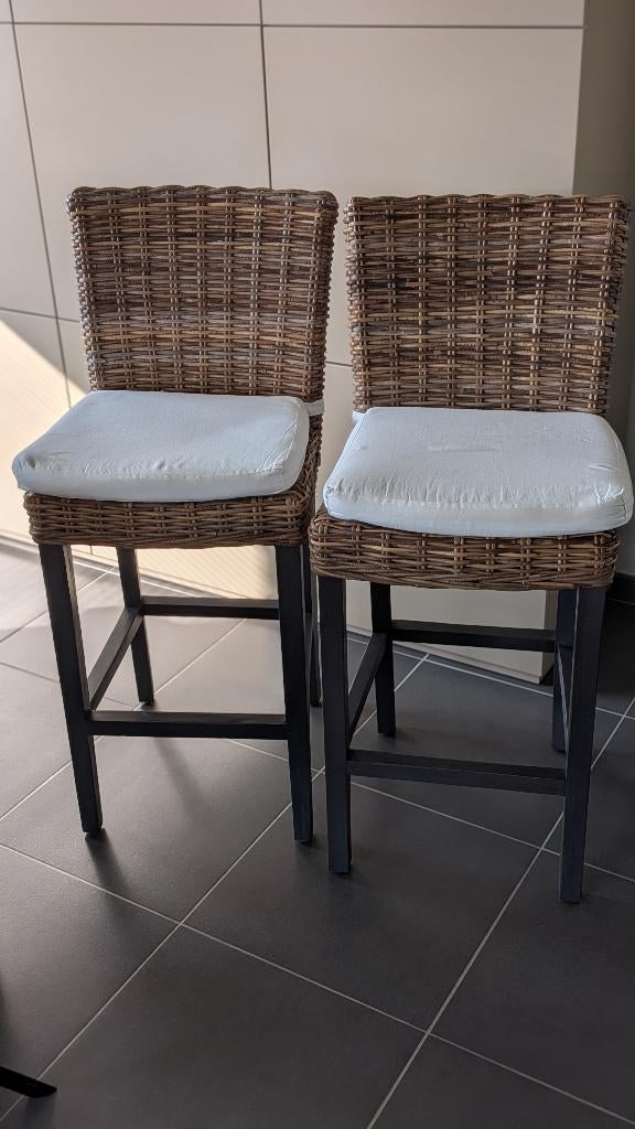 2 Barstoelen, Huis en Inrichting, Barkrukken, Ophalen, 60 tot 90 cm, Zo goed als nieuw, Riet