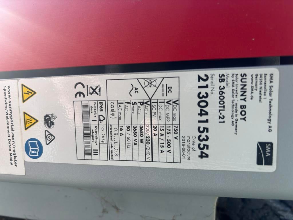 SMA omvormer, Ophalen, Zo goed als nieuw