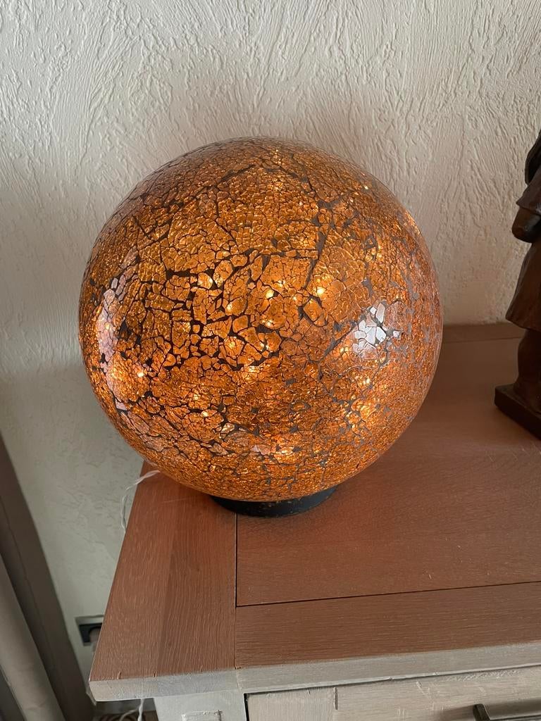 Glazen decoratieve lichtbol  lamp, Huis en Inrichting, Lampen | Tafellampen, Ophalen of Verzenden, Zo goed als nieuw