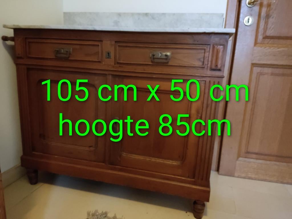 Antiek kastje marmeren bovenblad met opzetspiegel, Ophalen