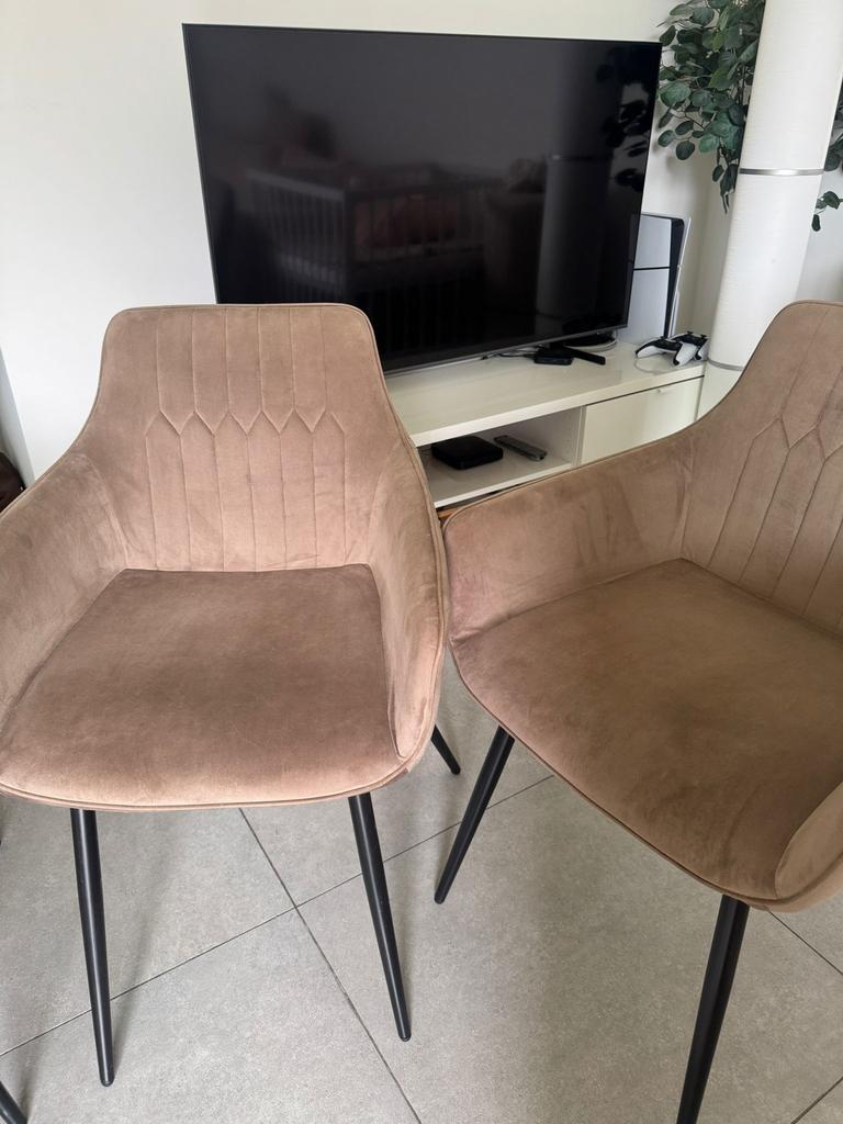 Eetkamerstoelen, Huis en Inrichting, Stoelen, Ophalen, Gebruikt, Bruin, Metaal