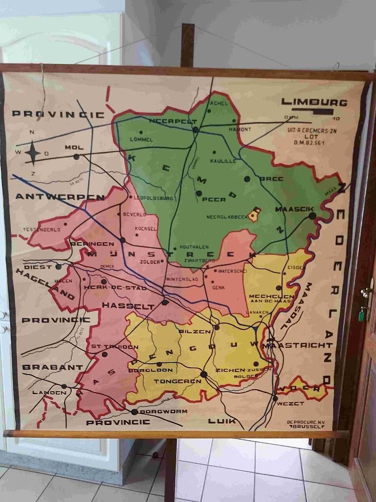 Limburg Schoolkaart Klas Maas Hasselt Bree Tongeren Demer, Verzenden, Aardrijkskunde