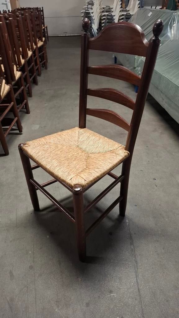 28 horeca vintage boerenknop stoel hout met biezen zit lot, Huis en Inrichting, Stoelen, Ophalen of Verzenden, Bruin, Hout
