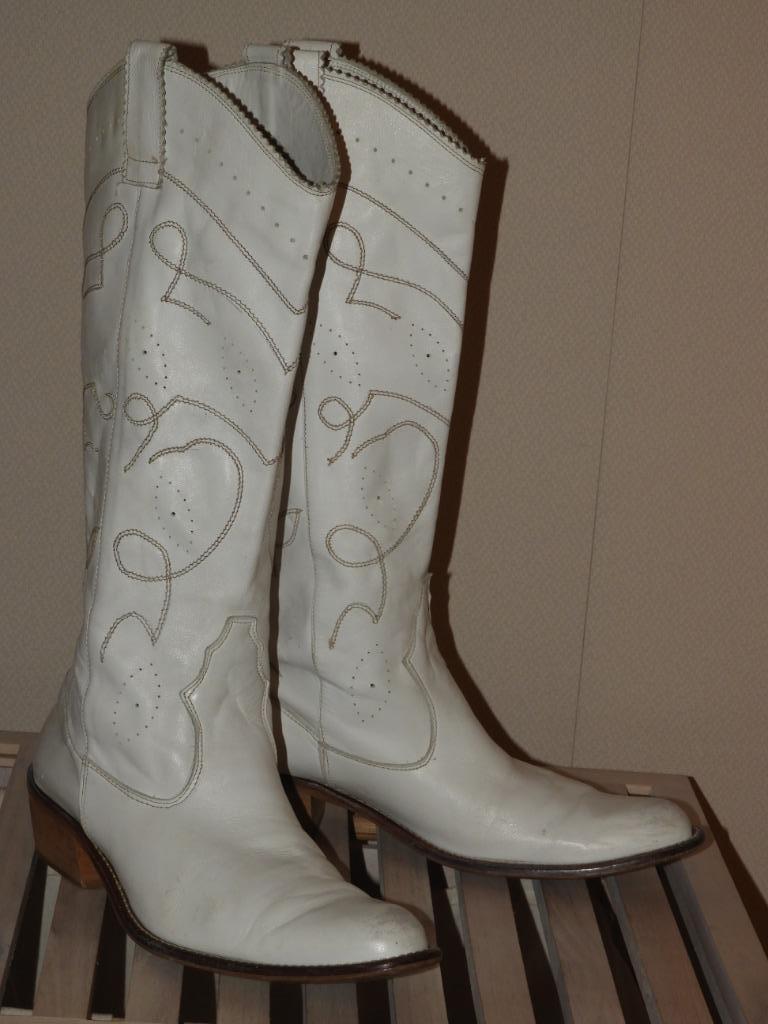 Lederen westernlaarzen-mt 42-Omschrijving volledig lezen aub, Hoge laarzen, --, Wit, Ophalen of Verzenden