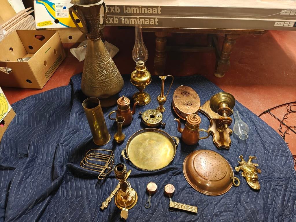 Lot koperen voorwerpen, Ophalen, Gebruikt