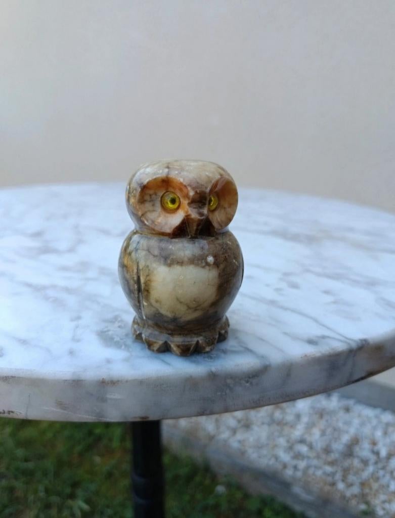 Figurine hibou albâtre vintage, Enlèvement ou Envoi