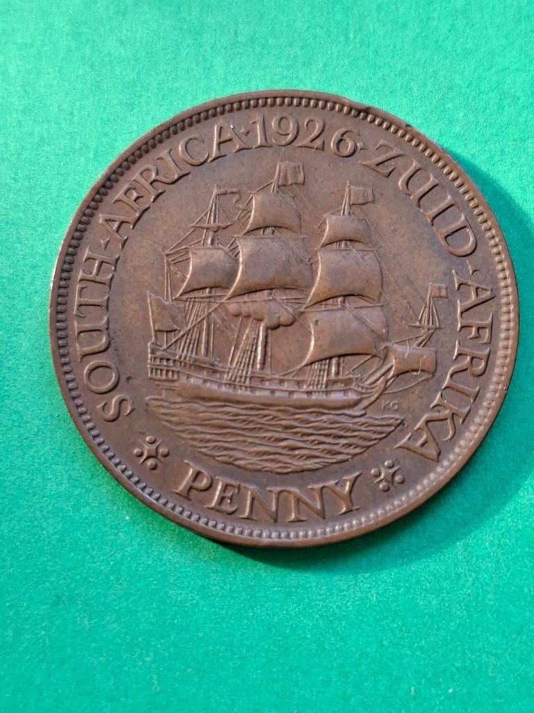 1926 Zuid Afrika 1 penny in brons George V, schaars, Verzenden, Zuid-Afrika, Losse munt