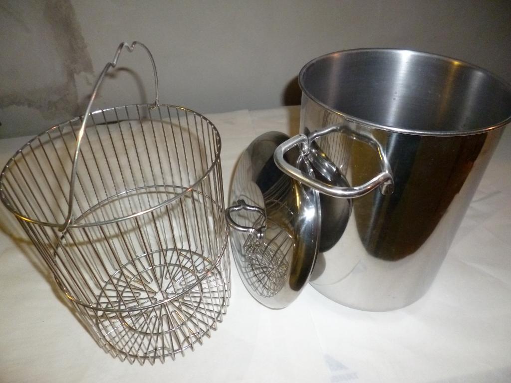 Inox kookpot met kookmand, Ophalen, Nieuw, Inox, Keramische plaat