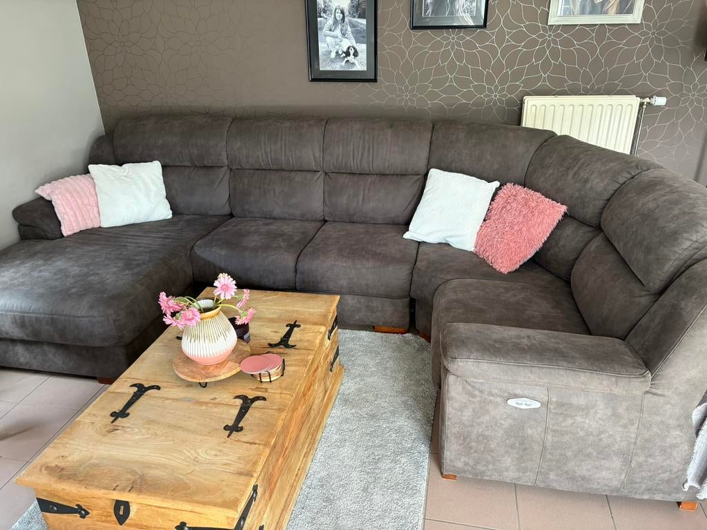 PRIJS BESPREEKBAAR Hoeksalon met relax PRIJS BESPREEKBAAR, Ophalen, Zo goed als nieuw, Leer, Vierpersoons of meer