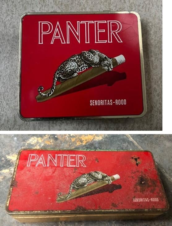 2 lege sigarenblik PANTER / SENORITAS, Ophalen of Verzenden