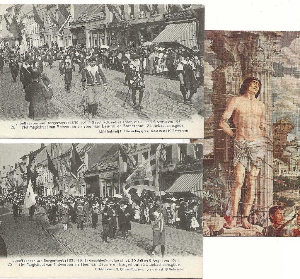 SINT SEBASTIAAN lot van 3 postkaarten, Ophalen of Verzenden, Voor 1920, Ongelopen, Antwerpen