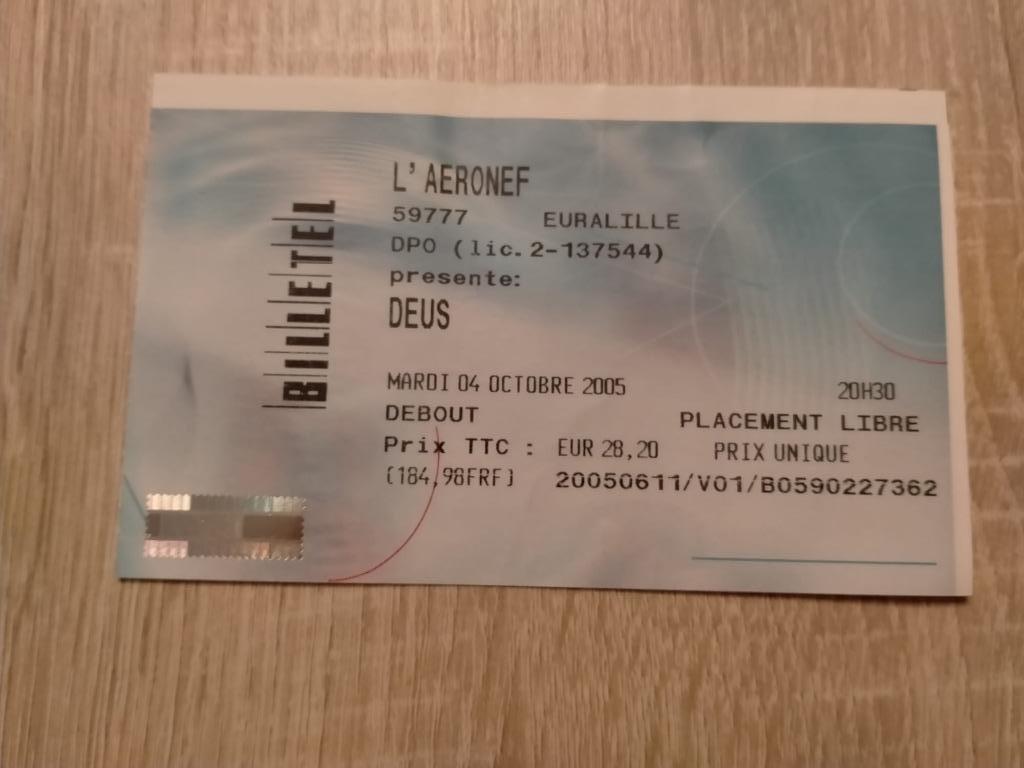 Concertticket Eus l'Aéronef de Lille 2005, Ophalen, Gebruikt, Overige typen