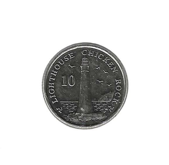 Isle of Man, 10 Pence 2014 PM AB, Chicken Rock Lighthouse., Ophalen of Verzenden, Overige landen, Losse munt