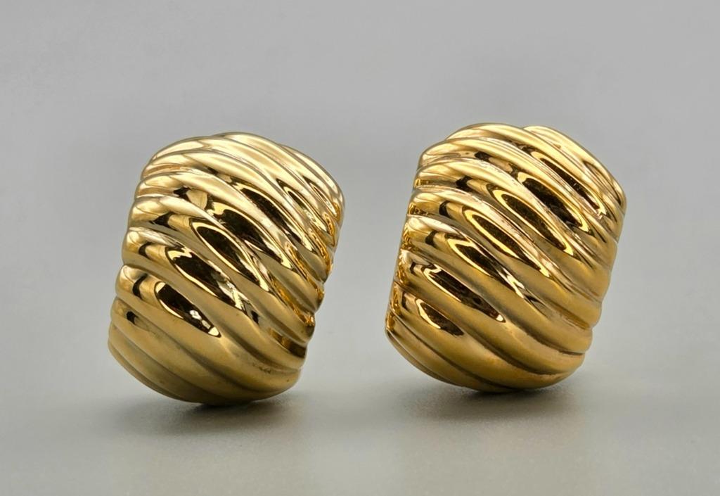 18Karaat Vintage gouden oorbellen met clipsluiting. 2025/560, Bijoux, Sacs & Beauté, Boucles d'oreilles, Jaune, Comme neuf, Or