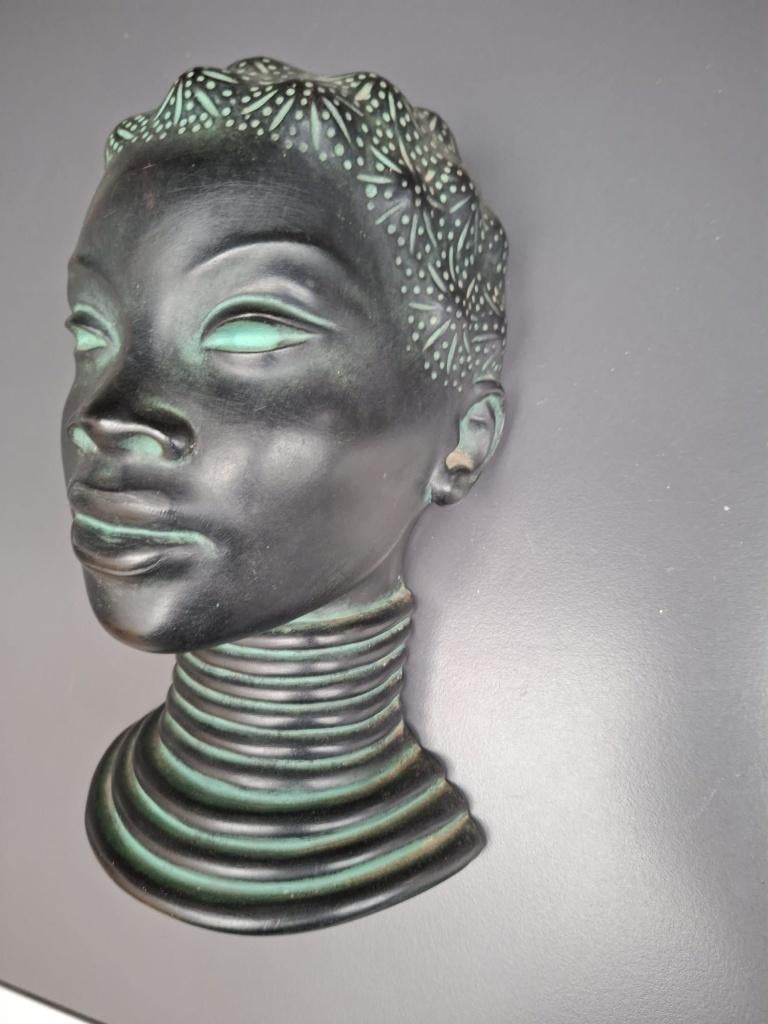 Achatit Germany, wandmasker, vrouwenhoofd, 50/60s, Antiek en Kunst, Kunst | Beelden en Houtsnijwerken, Ophalen of Verzenden