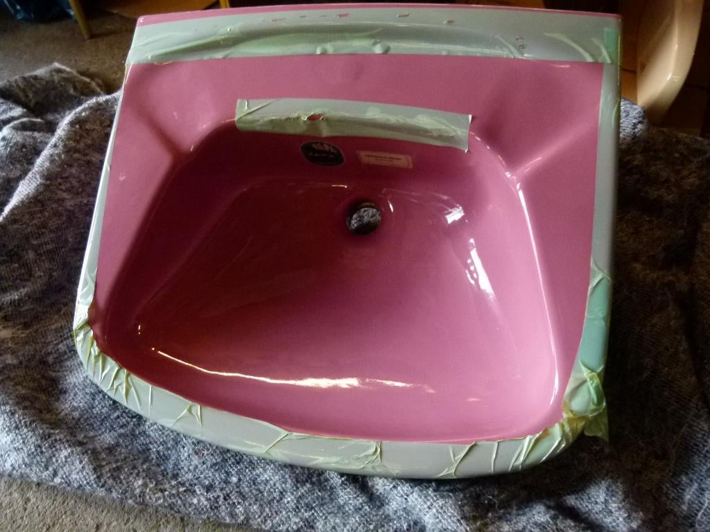 vintage stock wastafel lavabo 70er jaren Flieder rose, Enlèvement, Maison et Meubles