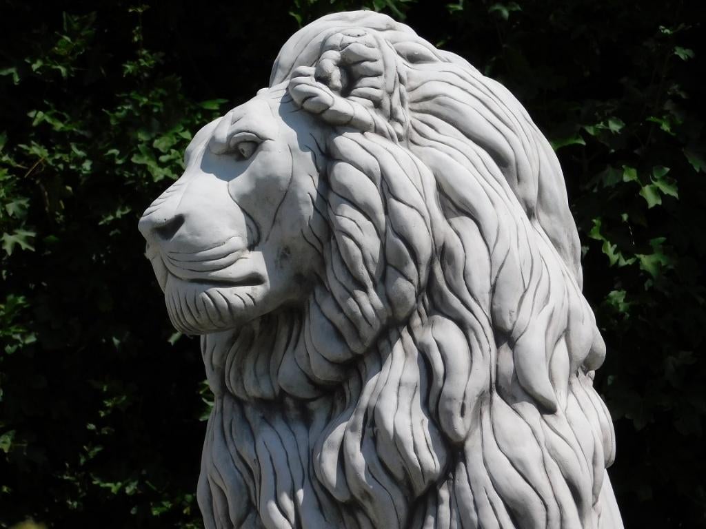 Set Leeuwen XXL - 135 cm - Wit, Tuin en Terras, Ophalen of Verzenden, Steen, Dierenbeeld