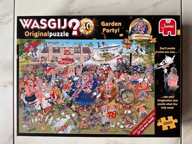 Puzzelbox Garden Party Wasgij (nr1830a), Ophalen of Verzenden, 500 t/m 1500 stukjes, Zo goed als nieuw, Legpuzzel