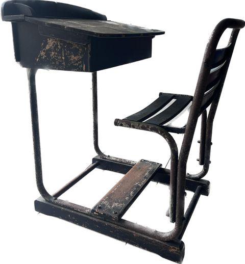 Vintage kinderlessenaar Torck metaal/hout, Ophalen, Gebruikt, Overige typen