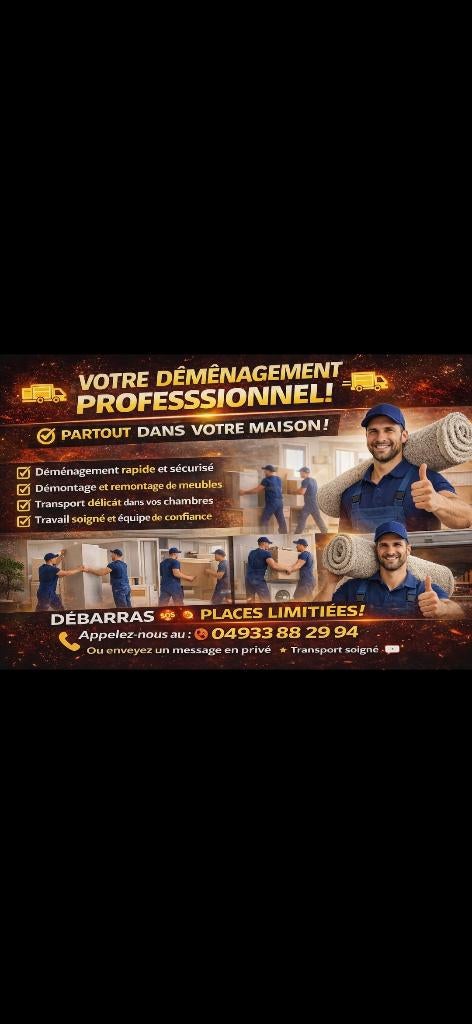 Déménagement  sos  0493882994, Enlèvement ou Envoi, Neuf